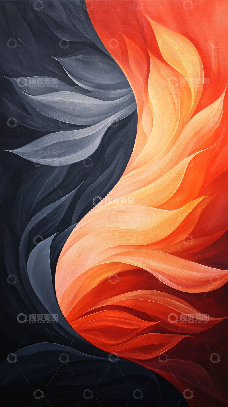 高清大图下载【趣麦麦图】火焰与阴影的艺术抽象画
