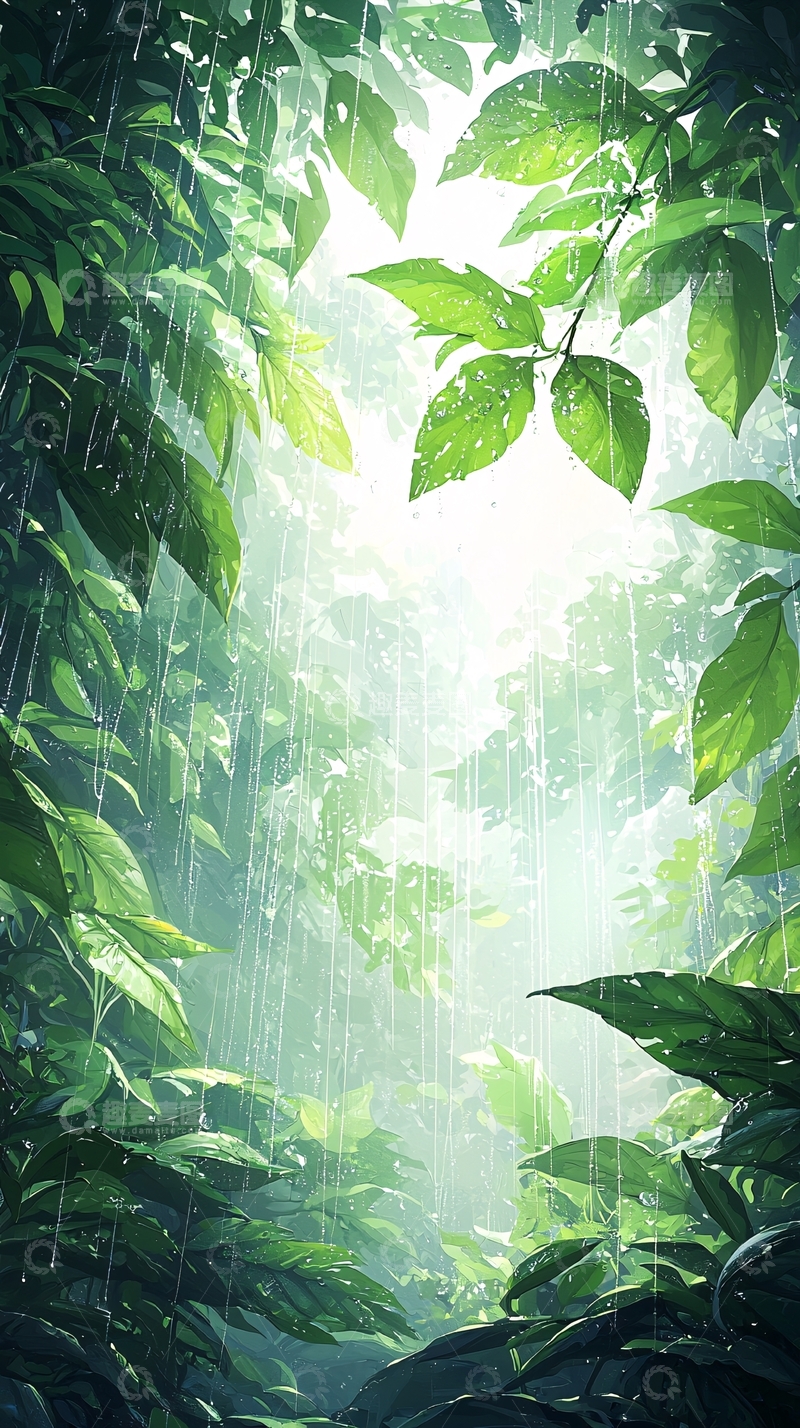 高清大图下载【趣麦麦图】雨林中的阳光穿透