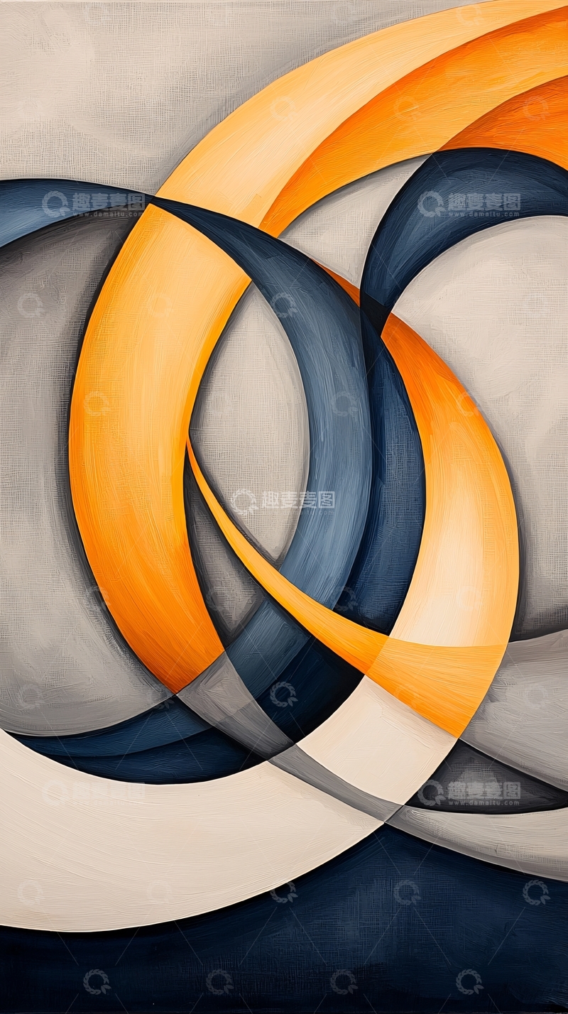 高清大图下载【趣麦麦图】橙色与灰色交织的抽象艺术画