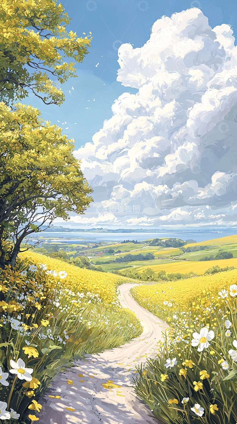 高清大图下载【趣麦麦图】春日田园小径风景图