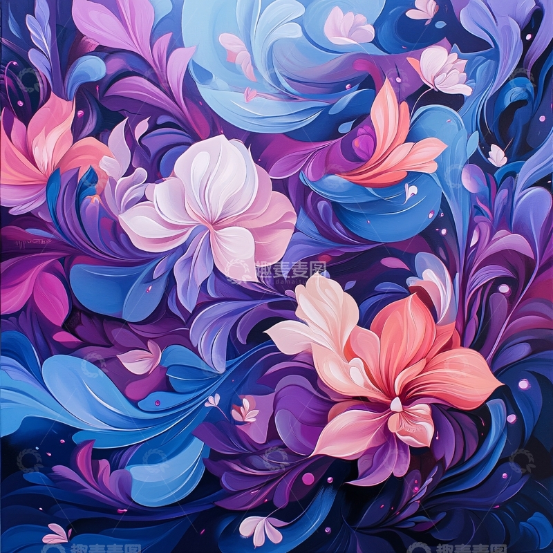 高清大图下载【趣麦麦图】梦幻花卉抽象艺术背景