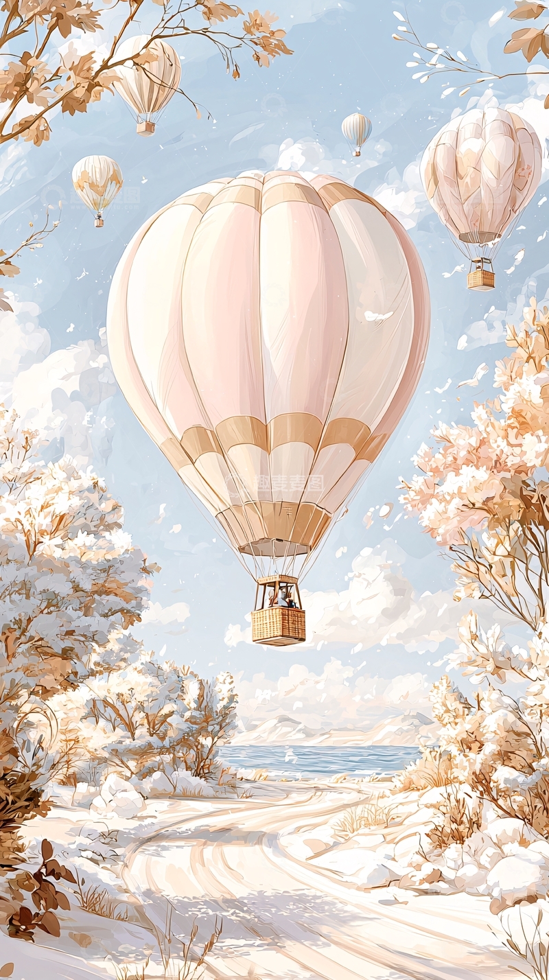 高清大图下载【趣麦麦图】冬日热气球之旅