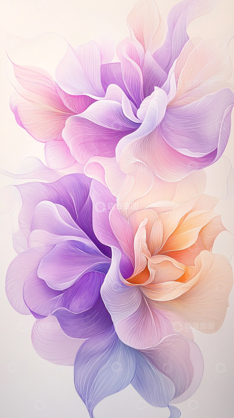 高清大图下载【趣麦麦图】梦幻渐变色花卉艺术插画