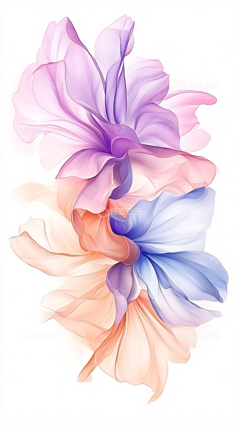 高清大图下载【趣麦麦图】梦幻色彩抽象花卉图案
