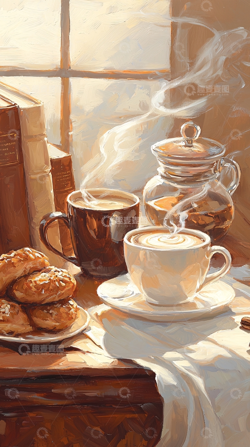 高清大图下载【趣麦麦图】温暖阳光下的咖啡时光