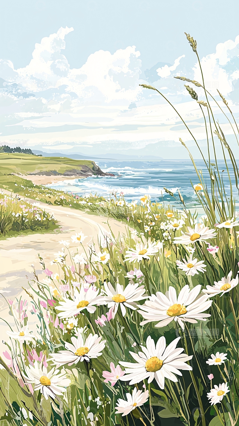 高清大图下载【趣麦麦图】海边小径上的野花