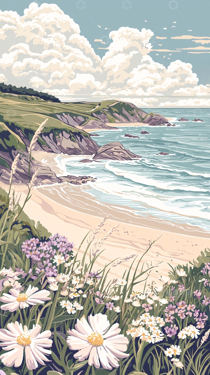 高清大图下载【趣麦麦图】海边沙滩上的野花