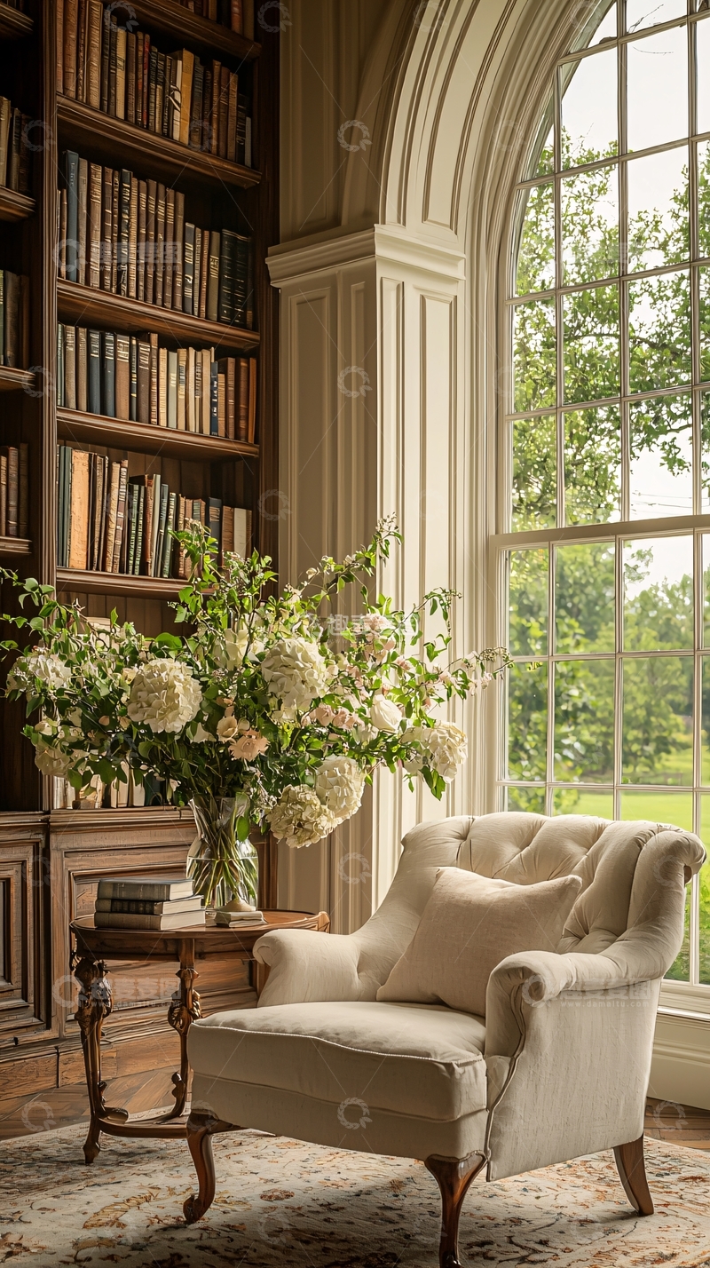 高清大图下载【趣麦麦图】温馨书房与花艺装饰