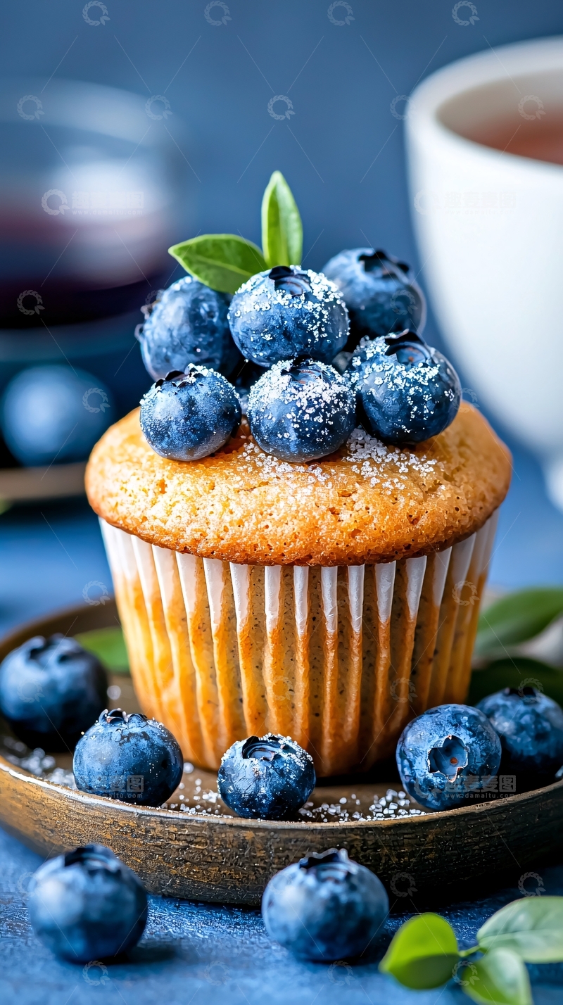 高清大图下载【趣麦麦图】蓝莓装饰的美味纸杯蛋糕