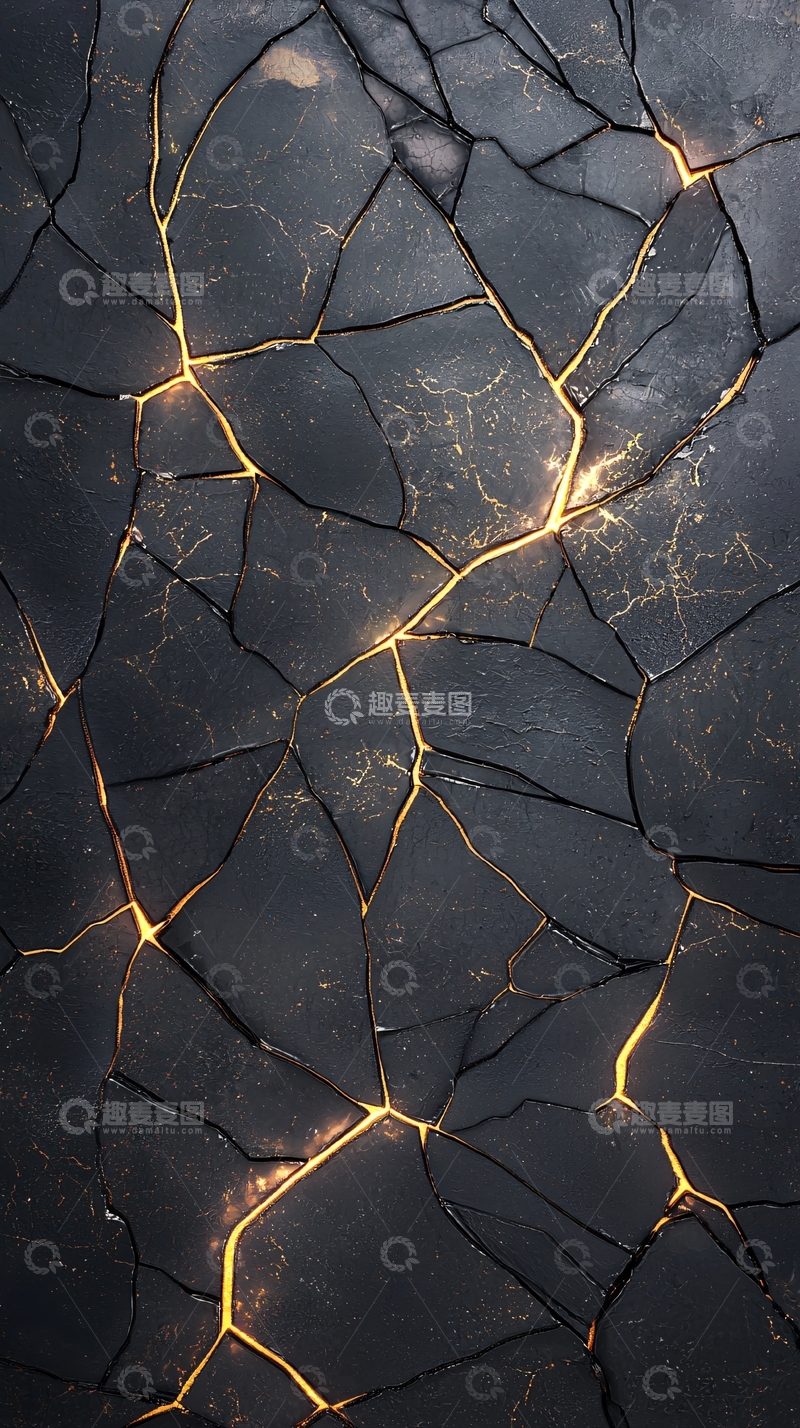 高清大图下载【趣麦麦图】裂纹中的金色光芒