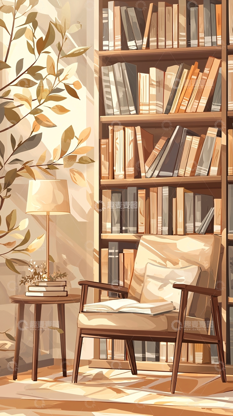 高清大图下载【趣麦麦图】温馨书房阅读角落