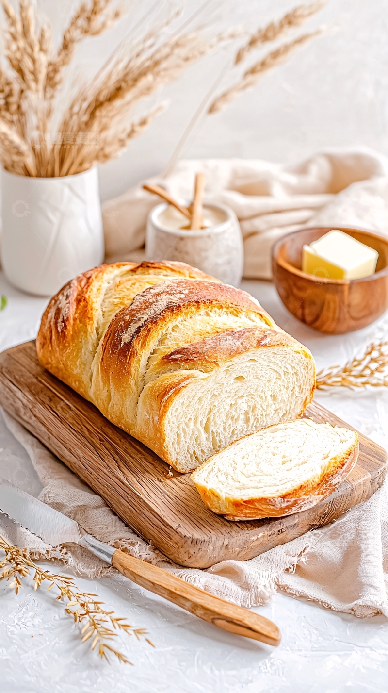 高清大图下载【趣麦麦图】新鲜出炉的面包与黄油搭配