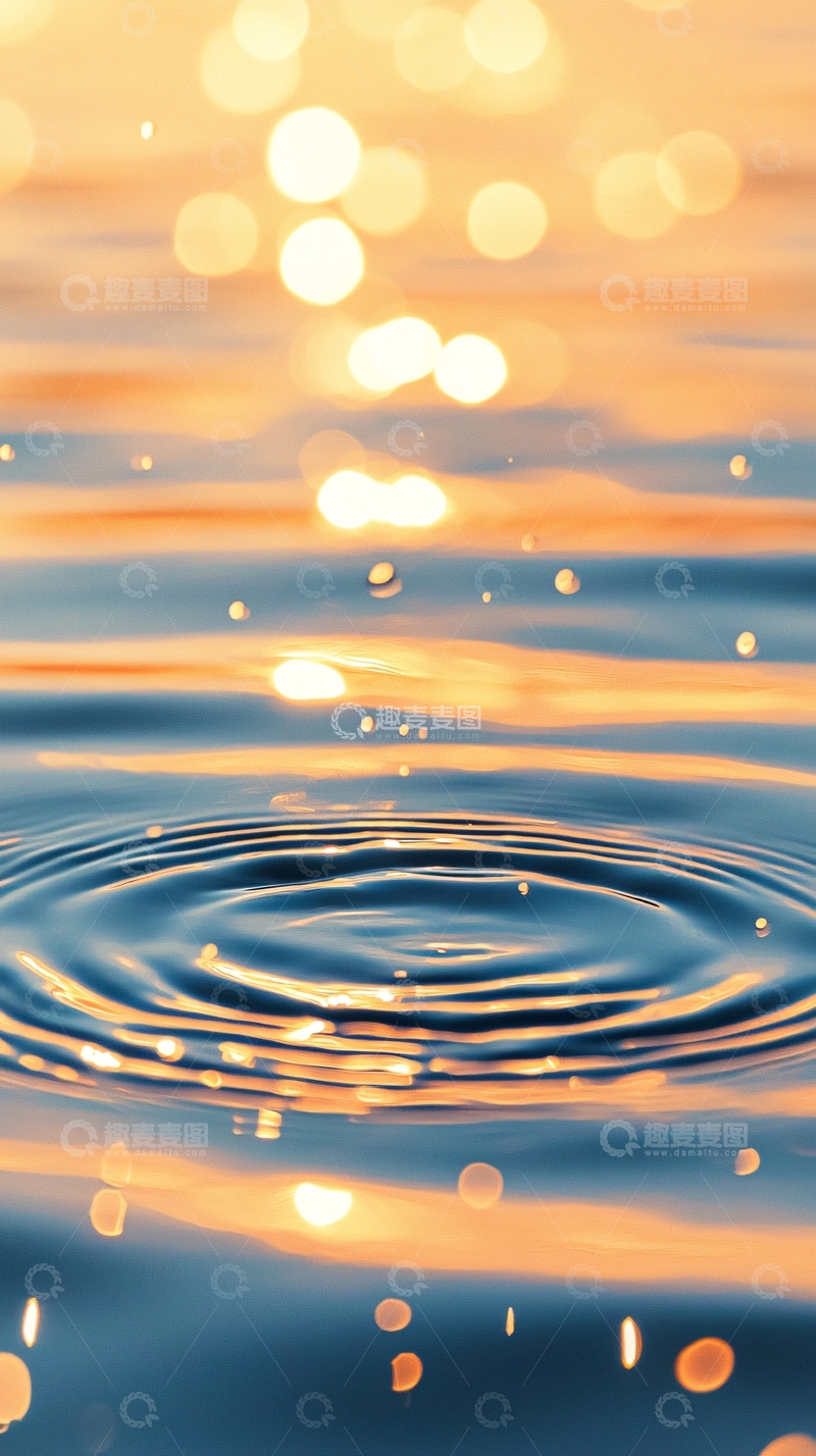 高清大图下载【趣麦麦图】日落水面涟漪光影效果