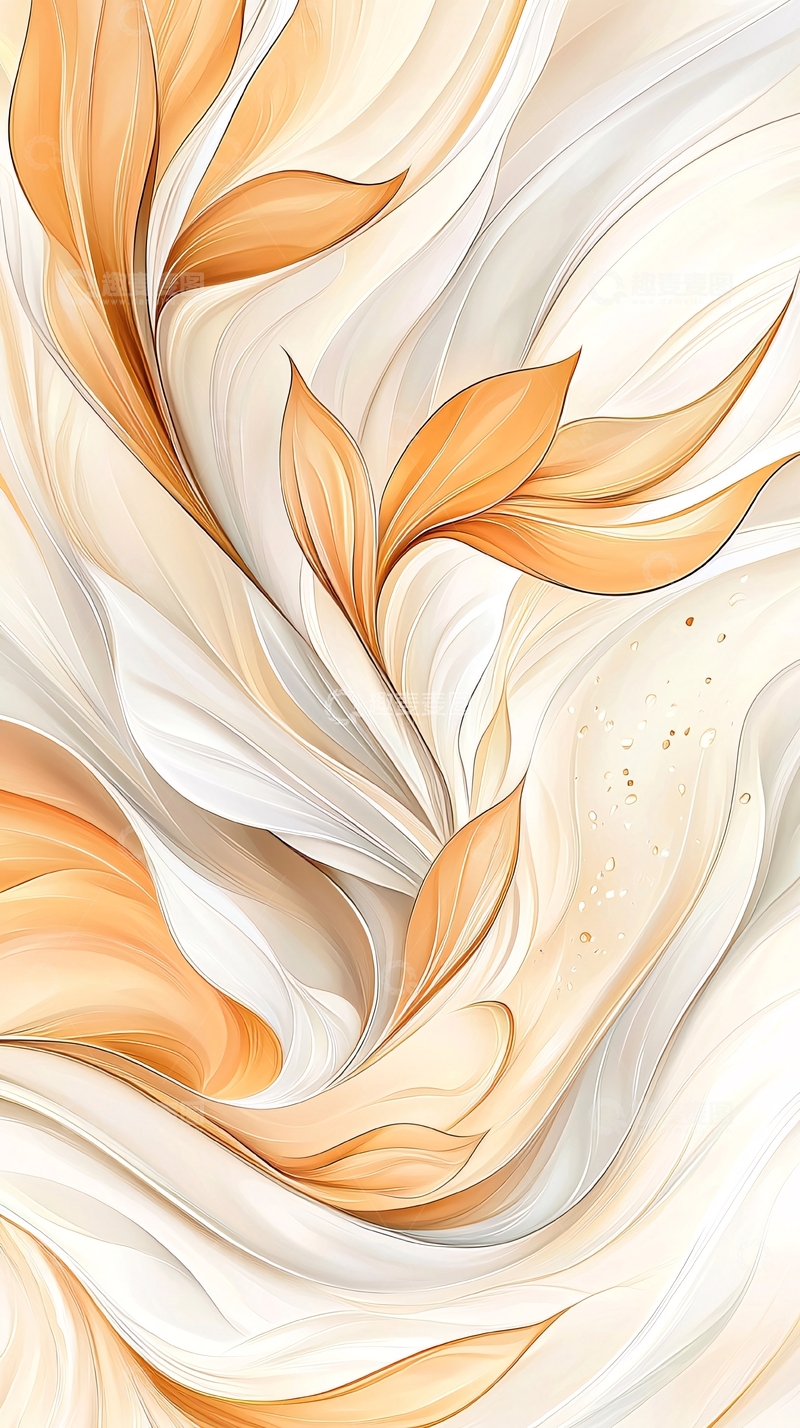 高清大图下载【趣麦麦图】抽象橙白渐变花卉图案背景