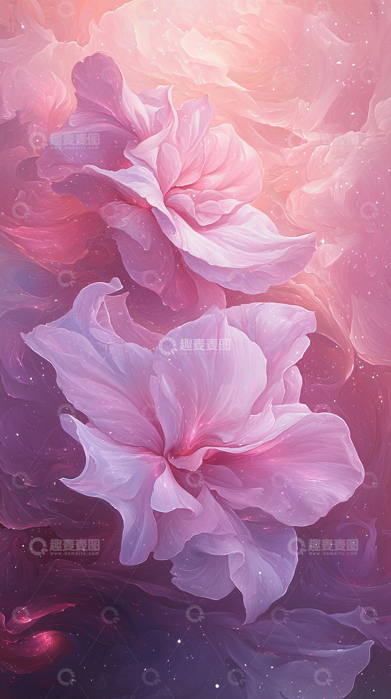 高清大图下载【趣麦麦图】梦幻粉紫色花朵背景图