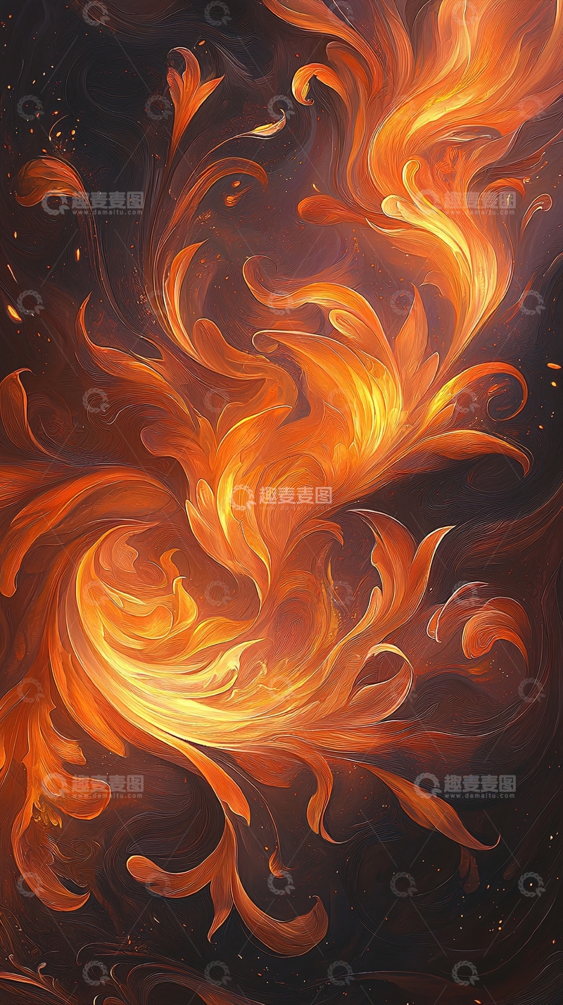 高清大图下载【趣麦麦图】火焰飞舞的艺术抽象背景