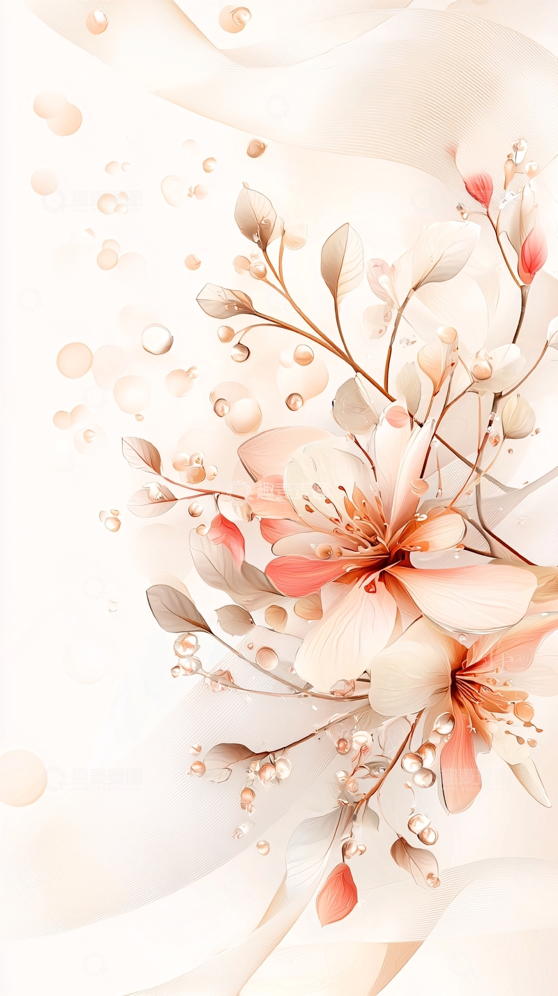 高清大图下载【趣麦麦图】梦幻花卉艺术插画背景