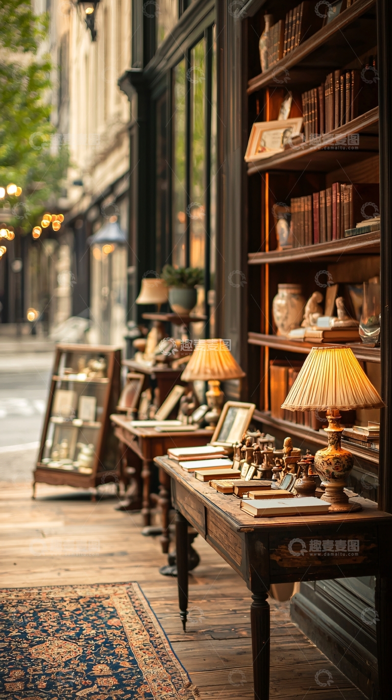 高清大图下载【趣麦麦图】古董书店橱窗展示