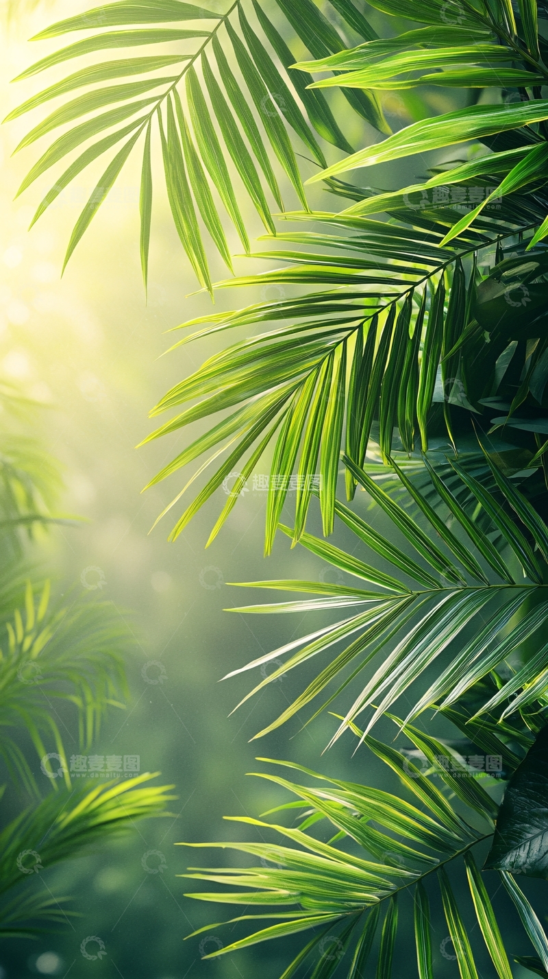 高清大图下载【趣麦麦图】热带雨林阳光下的绿色植物