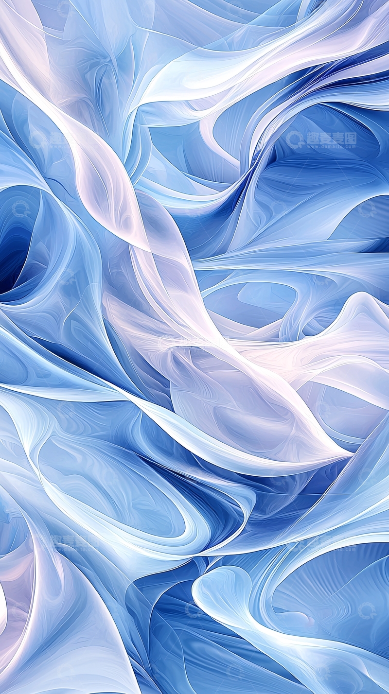 高清大图下载【趣麦麦图】蓝色抽象流动线条背景