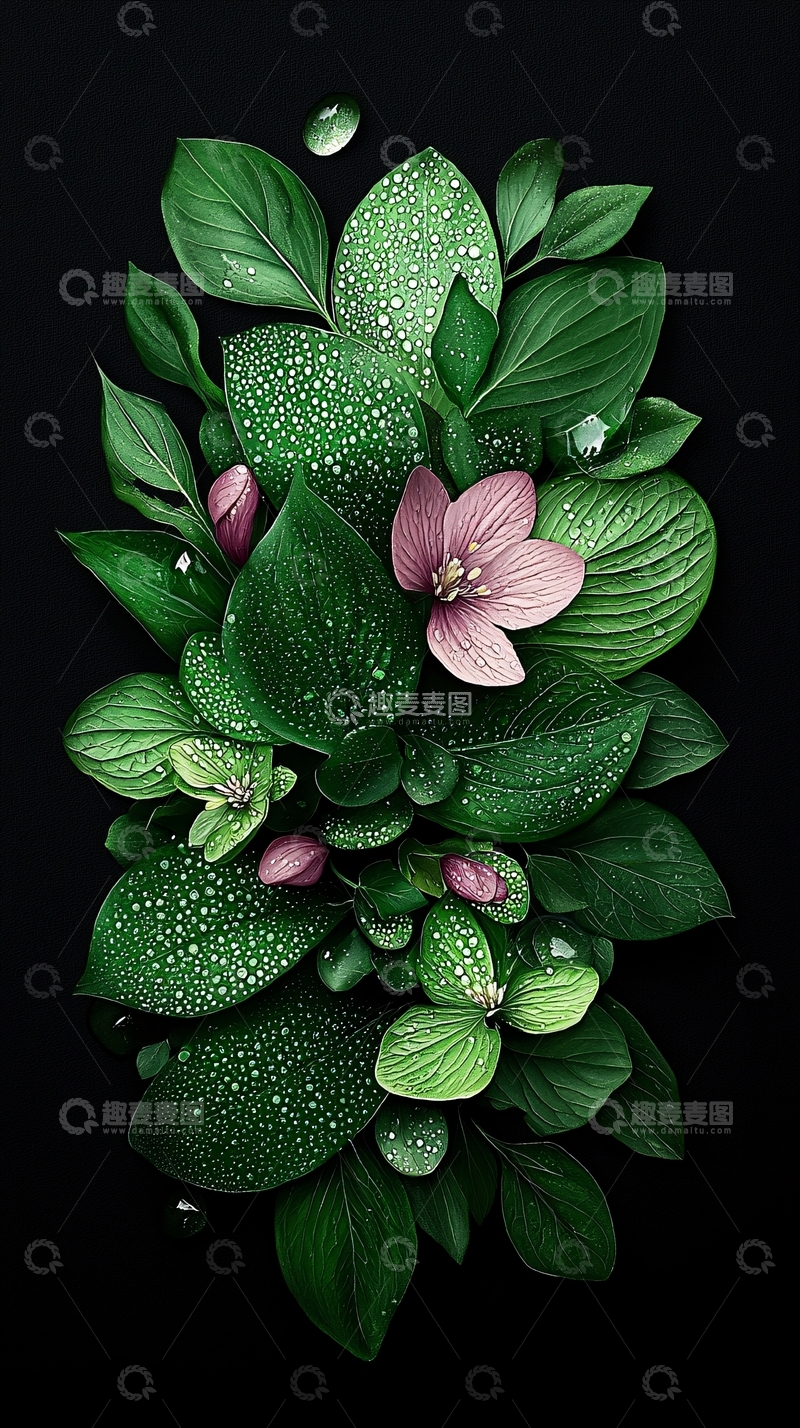 高清大图下载【趣麦麦图】雨后清新植物插画