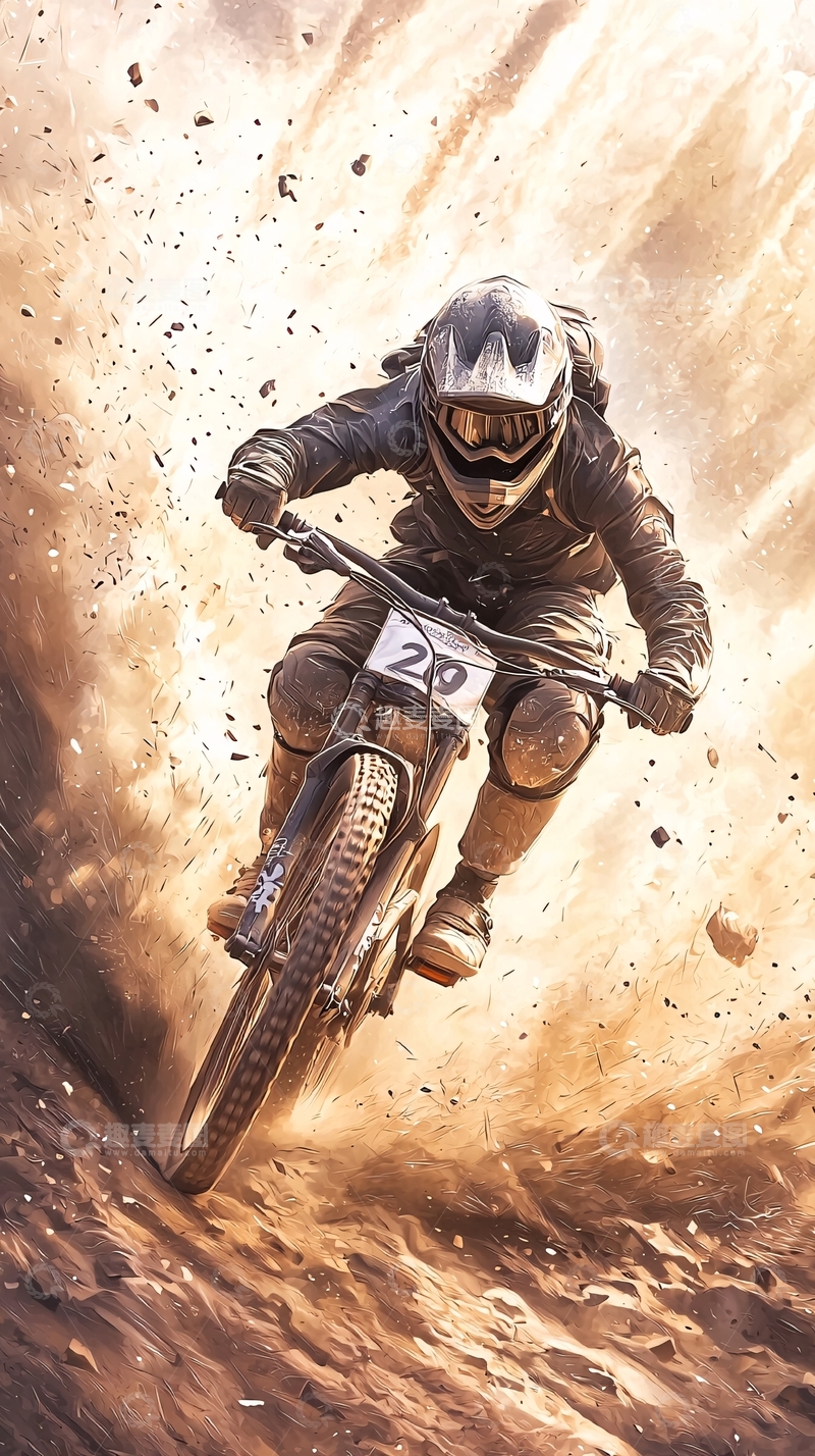 高清大图下载【趣麦麦图】越野摩托车赛激烈瞬间