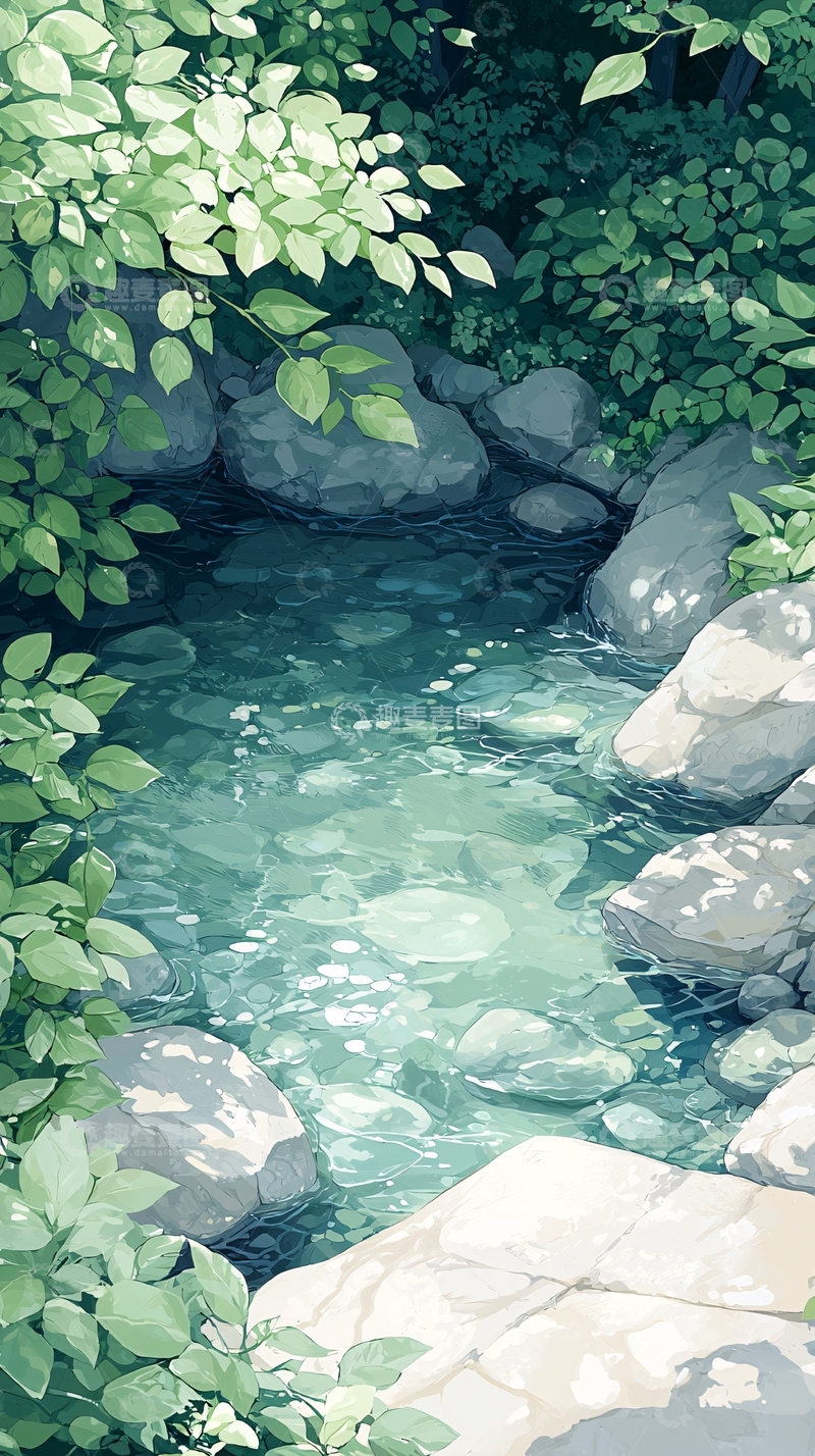 高清大图下载【趣麦麦图】清澈小溪与岩石