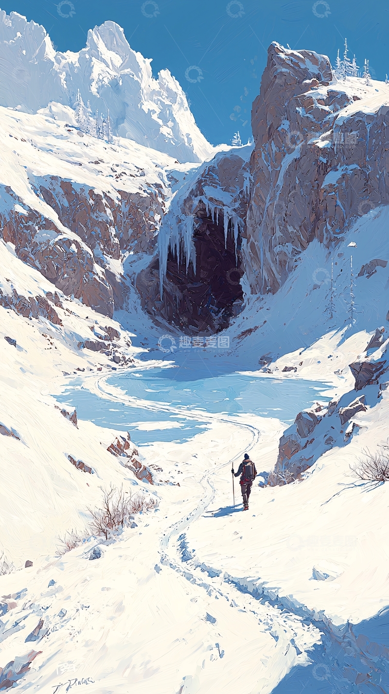 高清大图下载【趣麦麦图】雪山徒步探险之旅