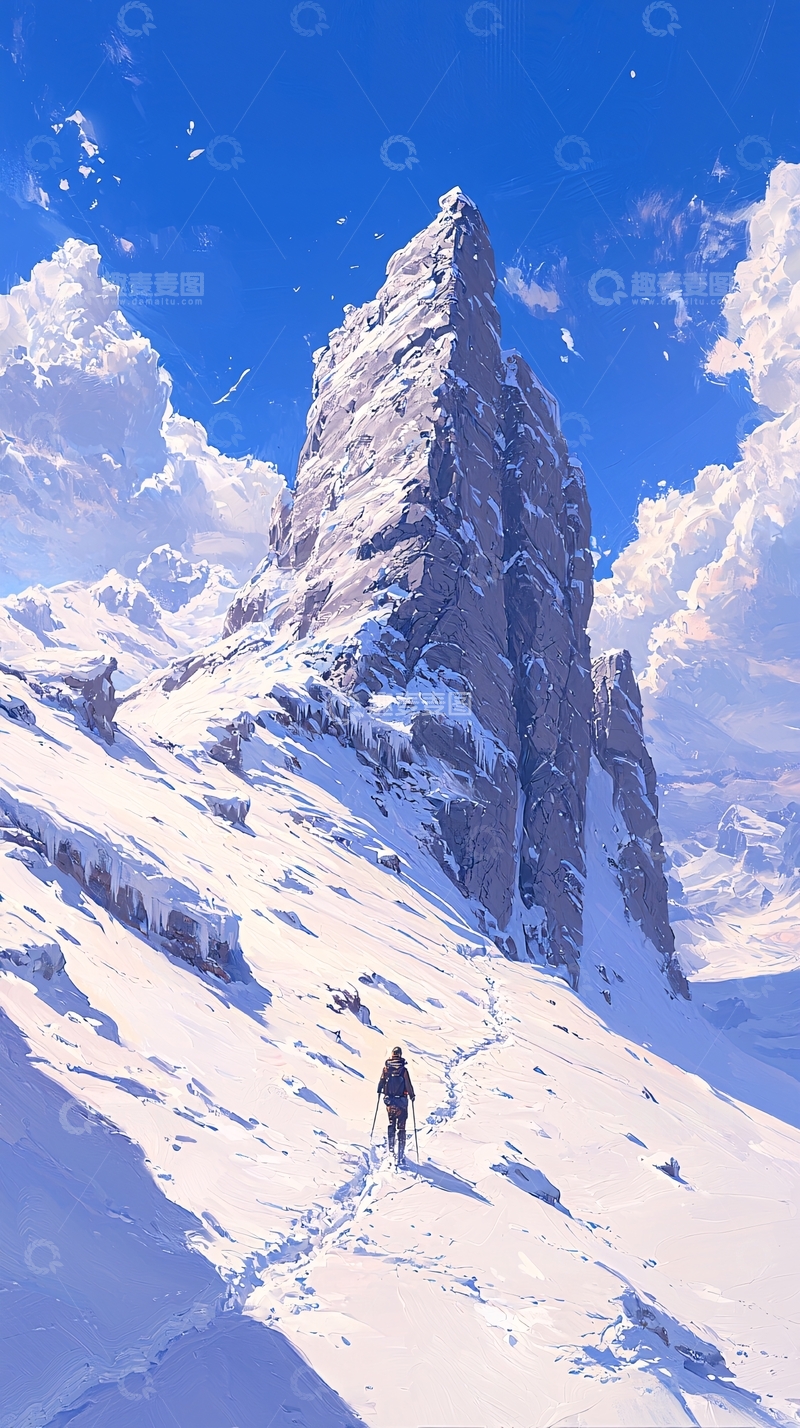 高清大图下载【趣麦麦图】雪山攀登者高清图片