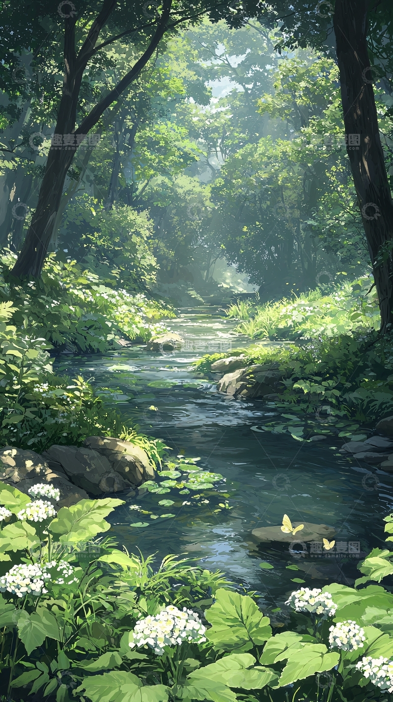高清大图下载【趣麦麦图】森林小溪自然风光