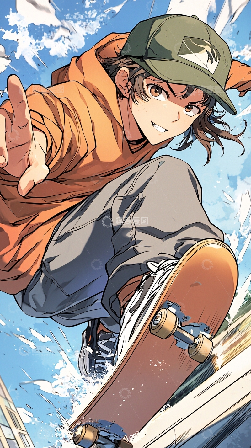 高清大图下载【趣麦麦图】滑板少年动态姿势