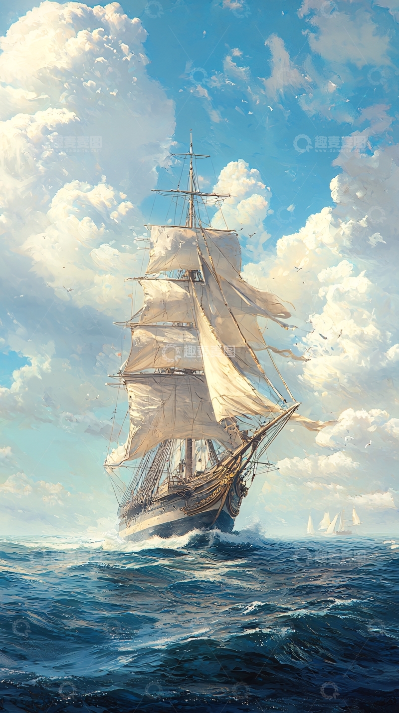 高清大图下载【趣麦麦图】风帆扬帆远航图