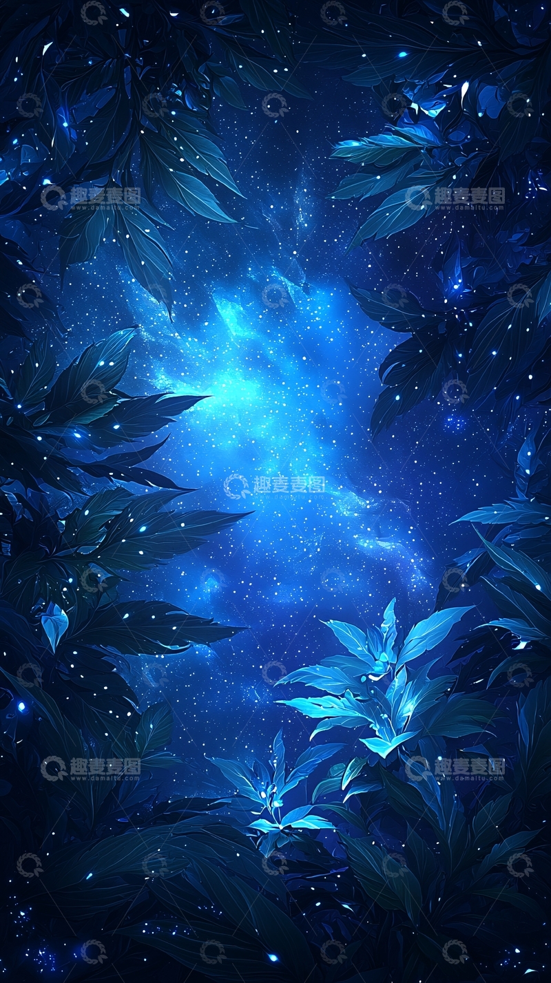 高清大图下载【趣麦麦图】梦幻星空下的神秘森林