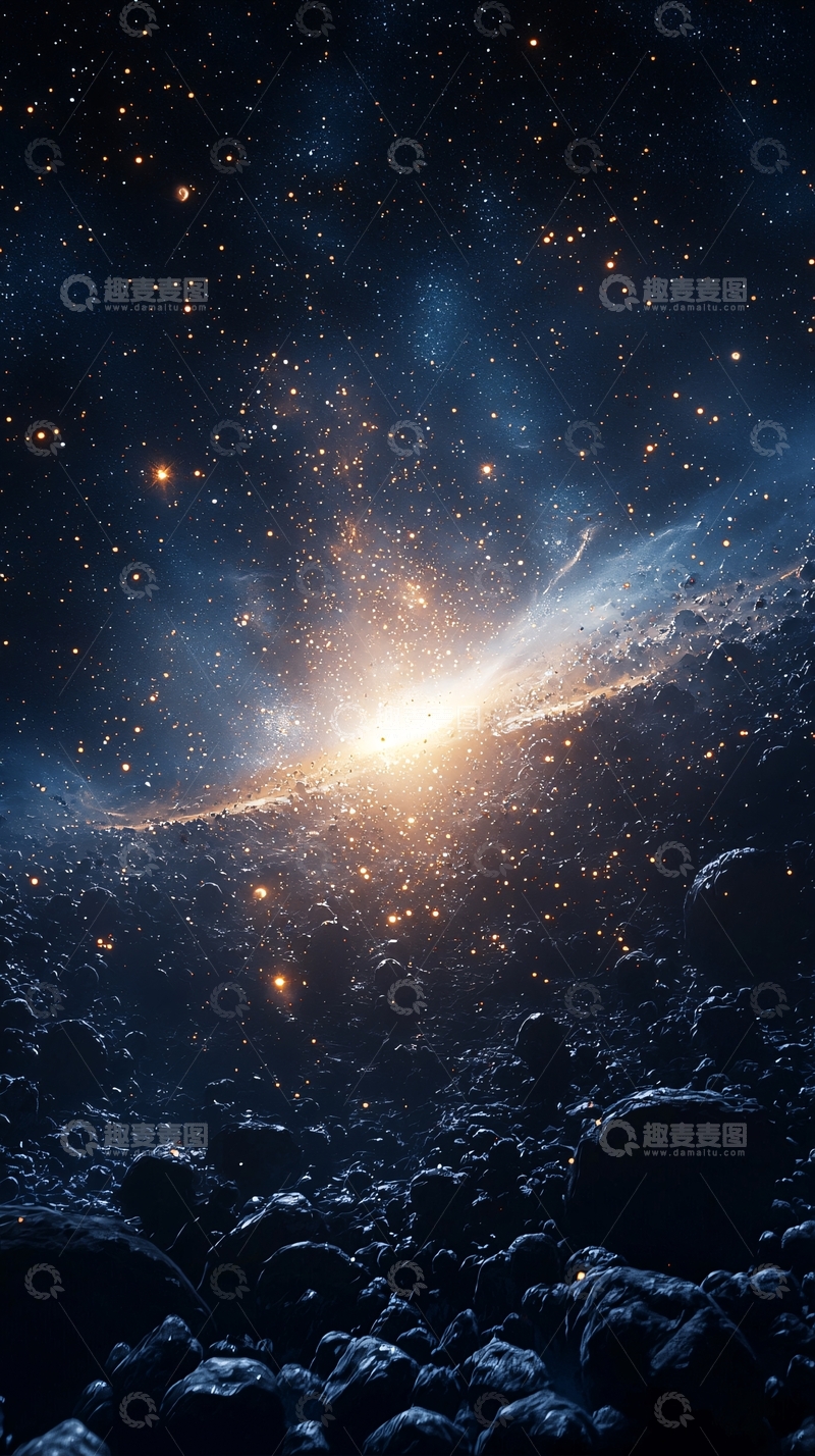 高清大图下载【趣麦麦图】宇宙星河与行星碎片