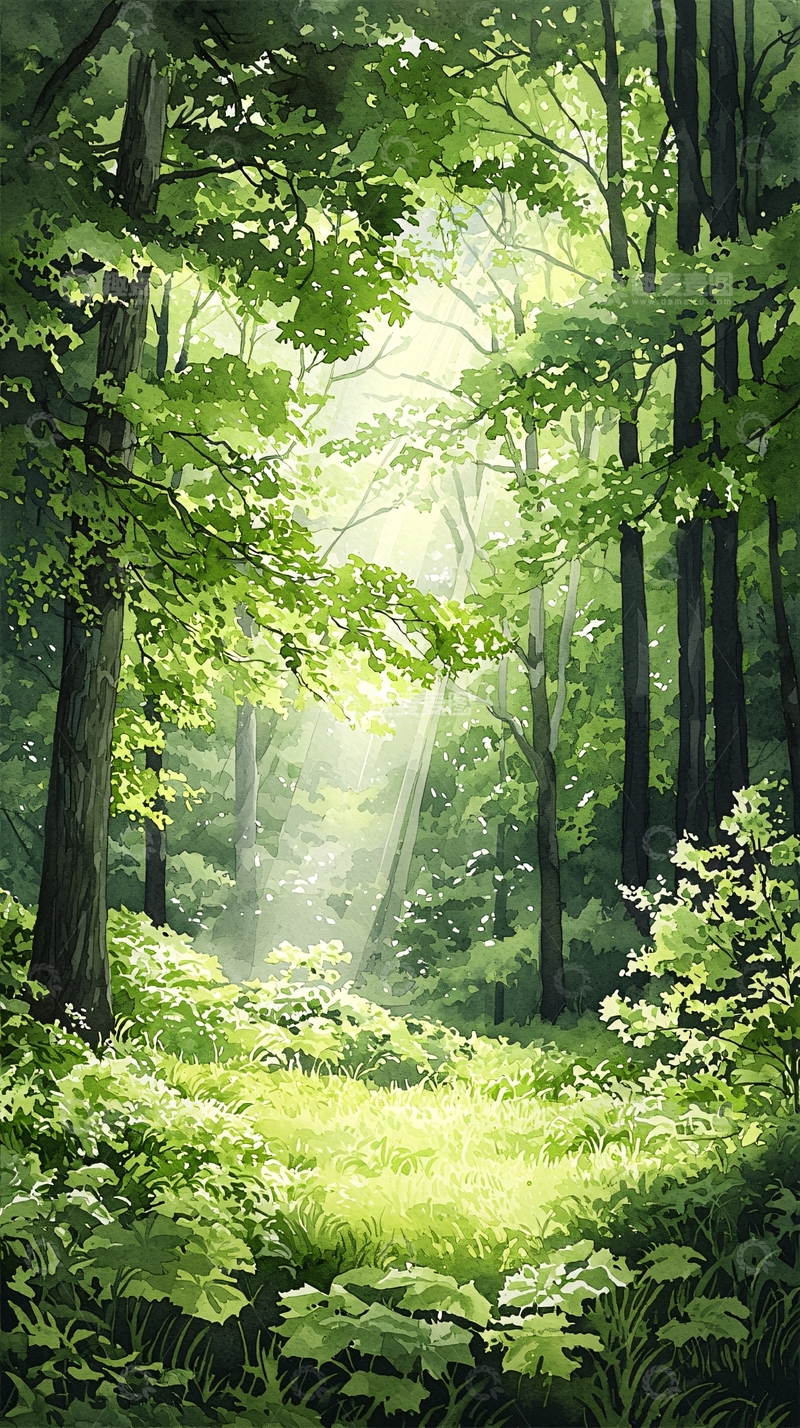 高清大图下载【趣麦麦图】夏日森林光影自然风景