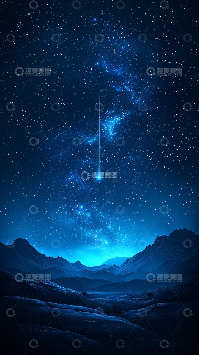高清大图下载【趣麦麦图】夜空流星山景