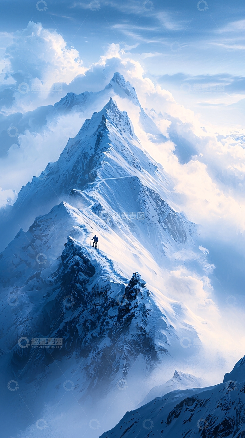 高清大图下载【趣麦麦图】雪山顶峰徒步探险