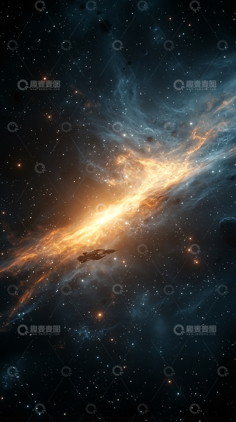 高清大图下载【趣麦麦图】星际飞船穿越星云