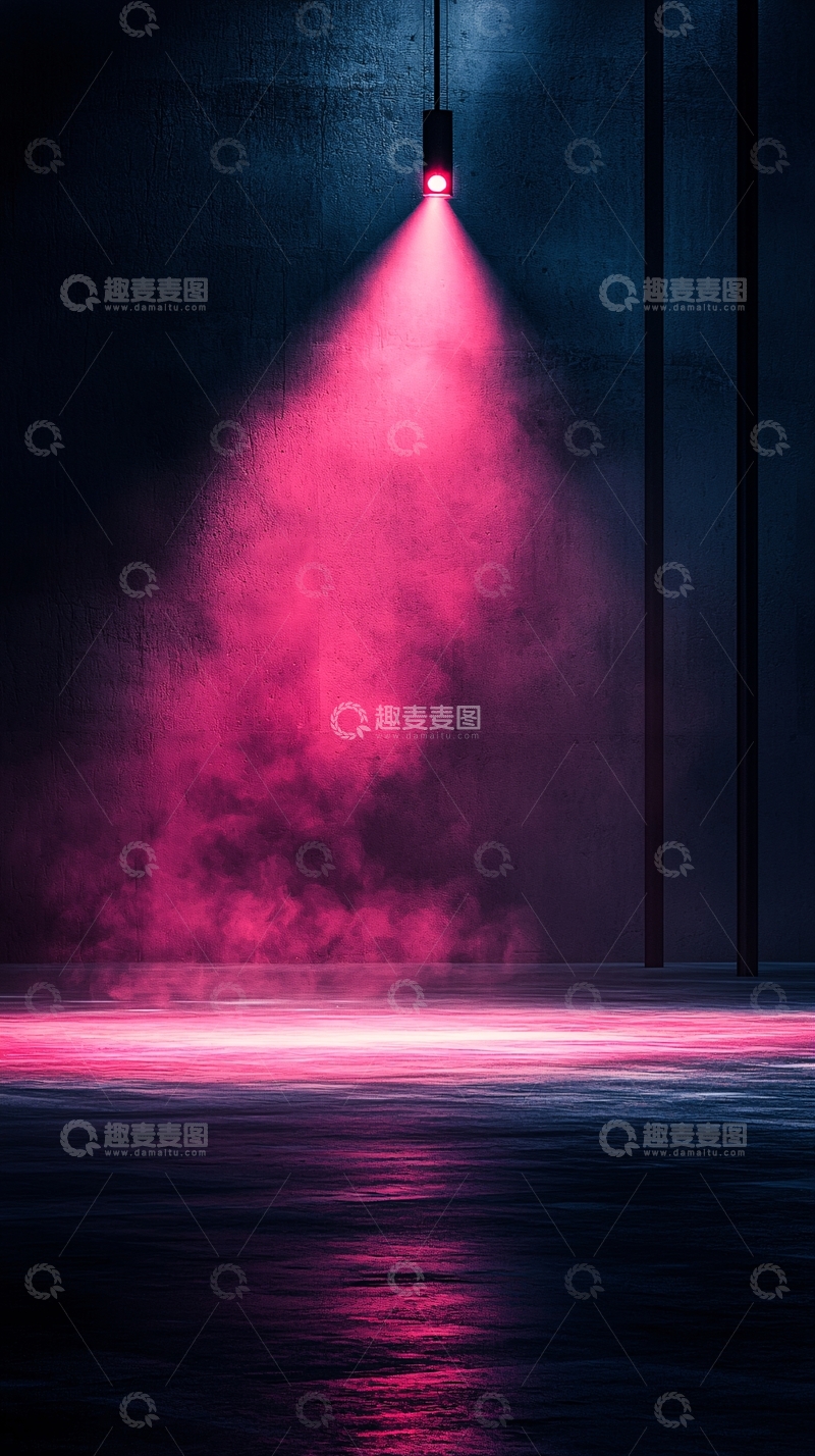 高清大图下载【趣麦麦图】红色灯光照射下的烟雾效果