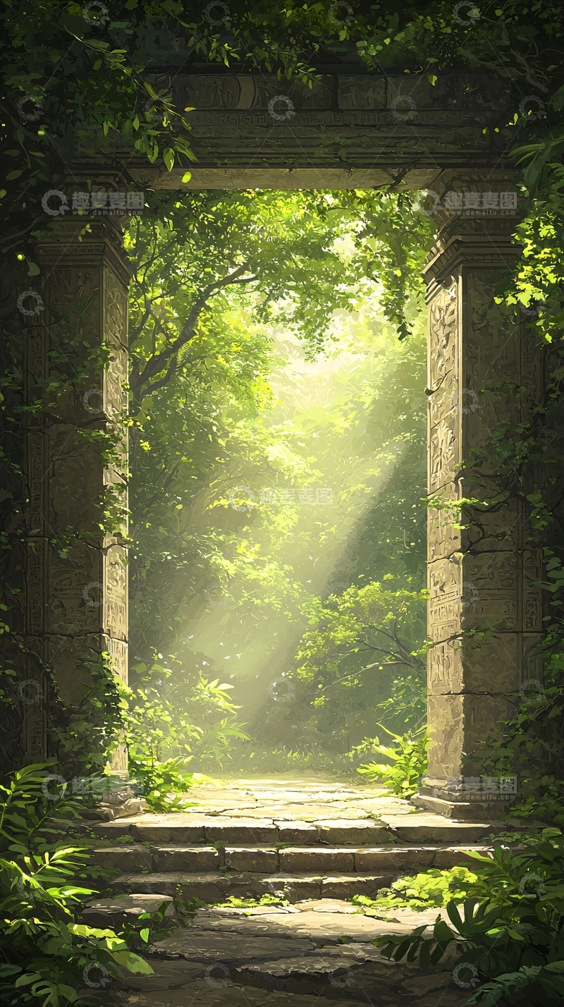 高清大图下载【趣麦麦图】古迹之门通往神秘森林
