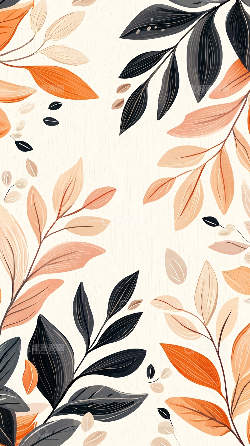 高清大图下载【趣麦麦图】秋日落叶抽象图案背景