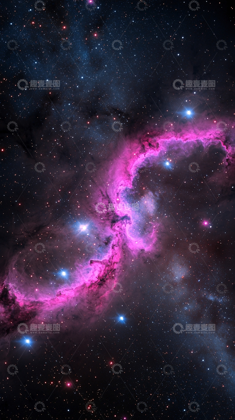 高清大图下载【趣麦麦图】粉紫色星云宇宙星空