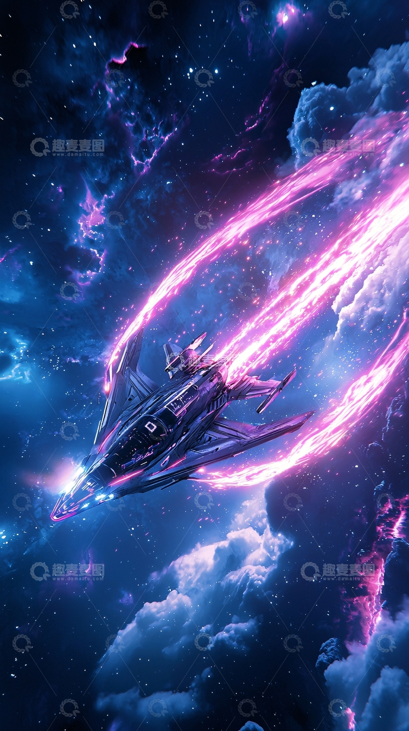 高清大图下载【趣麦麦图】星际飞船穿越星云