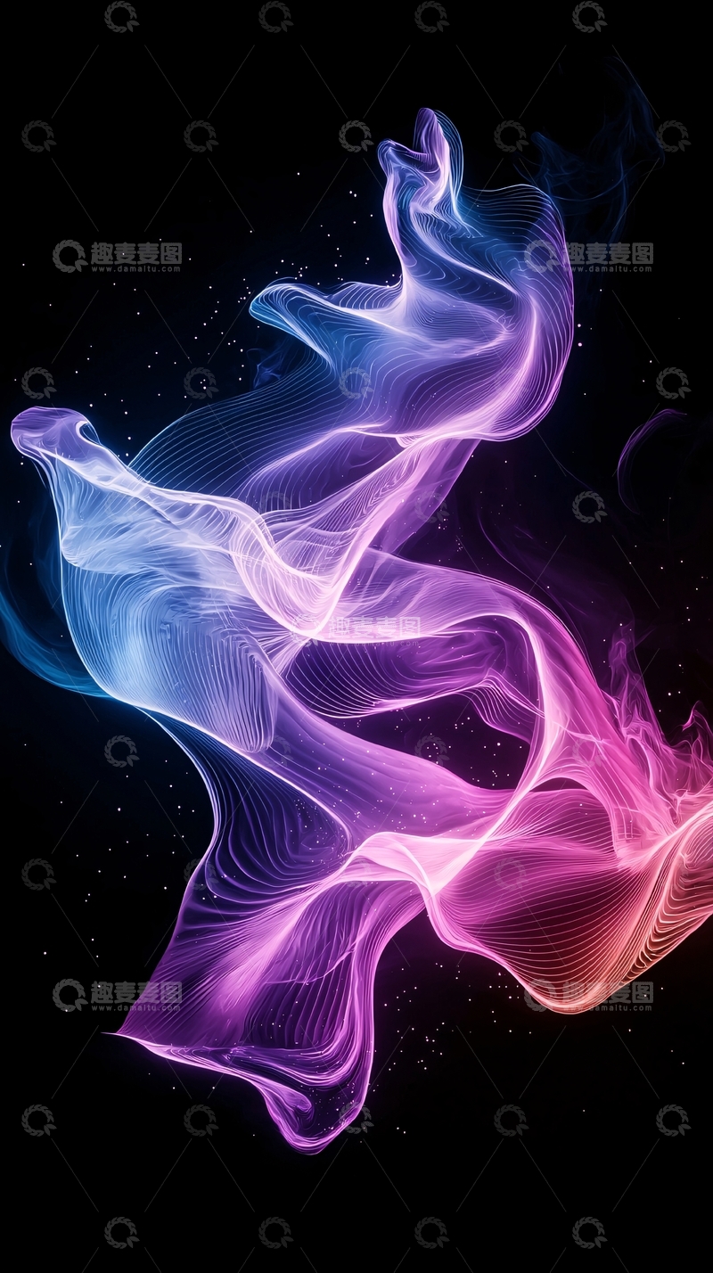 高清大图下载【趣麦麦图】梦幻色彩流动线条艺术背景