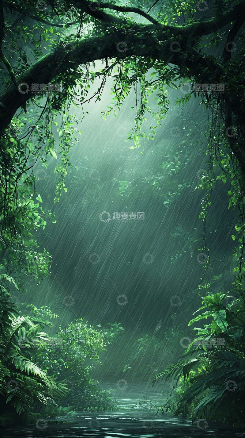 高清大图下载【趣麦麦图】雨林中的自然光与河流