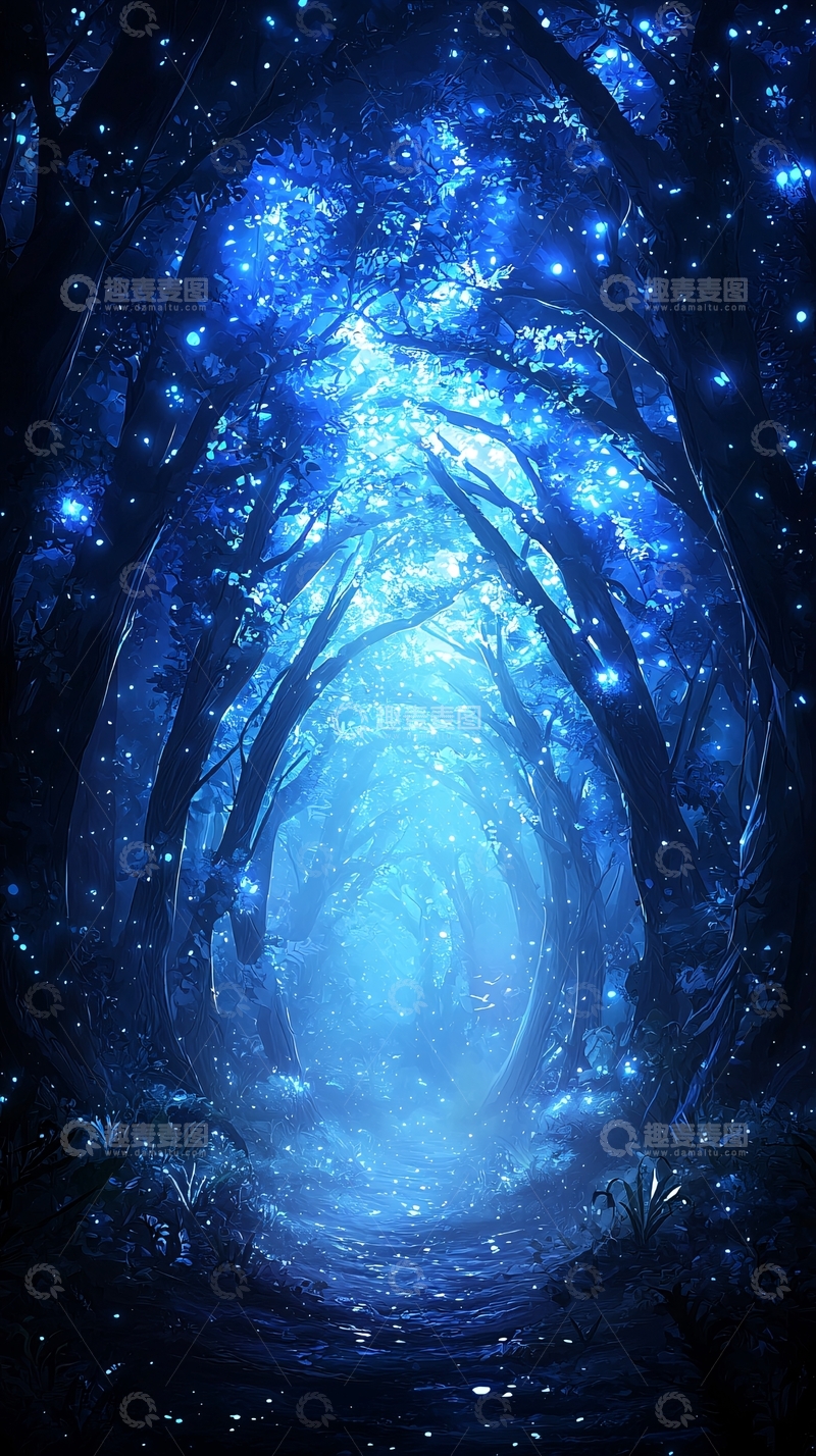 高清大图下载【趣麦麦图】梦幻森林光之隧道
