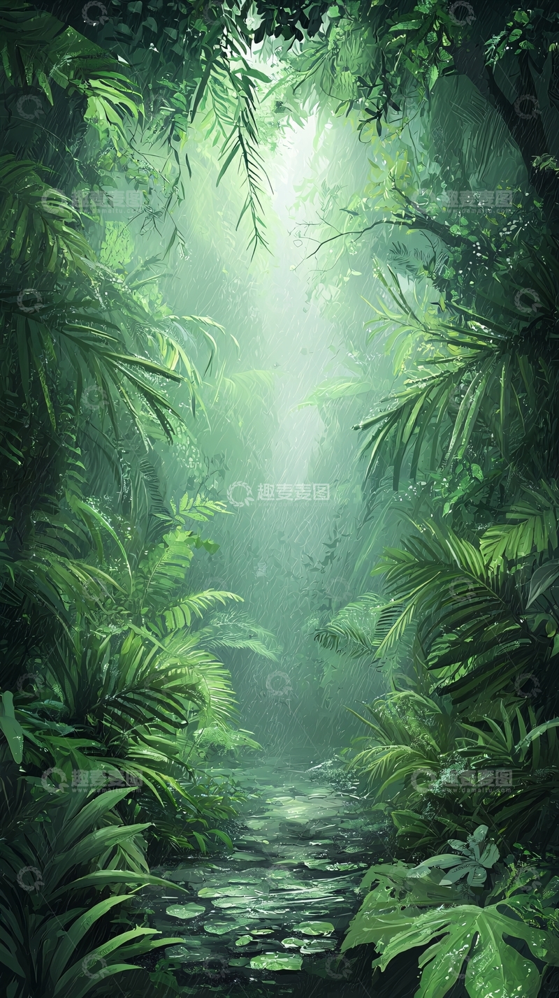 高清大图下载【趣麦麦图】雨林中的小径