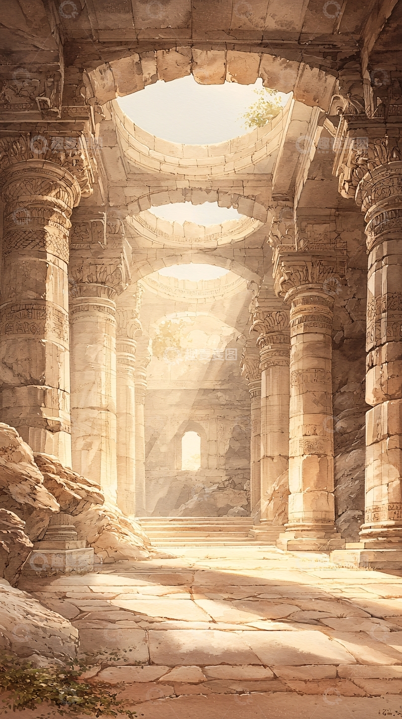 高清大图下载【趣麦麦图】古罗马废墟建筑光影