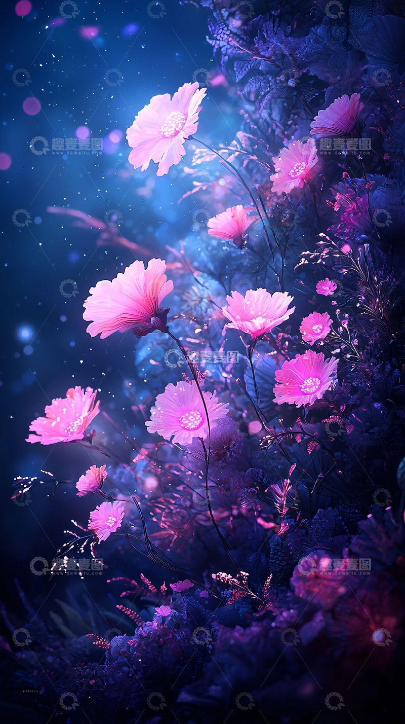 高清大图下载【趣麦麦图】梦幻紫色花朵背景图