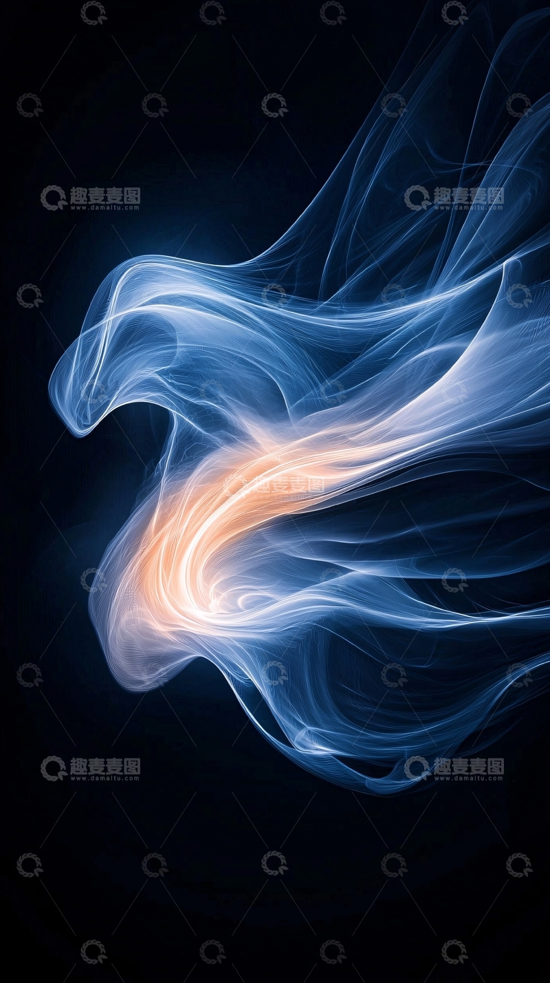 高清大图下载【趣麦麦图】蓝色光流抽象艺术背景